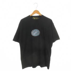 Tシャツ クルーネック 半袖 ターコイズバックルプリント L 黒 ブラック /AH7 ECD006