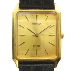 ジャンク品 SPIRIT スピリット 7N01-5180 腕時計 ウォッチ クォーツ レザーベルト ゴールド色