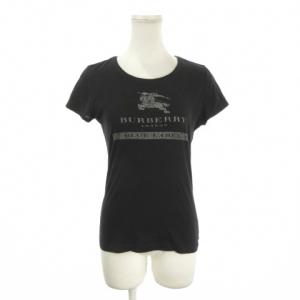 Tシャツ 38 黒 ブラック ロゴプリント ラメ 半袖 FAF11-768-09 /AO2 ECC006