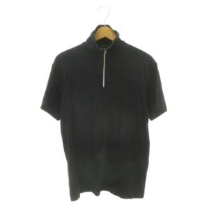 カットソー Tシャツ 黒 ブラック 半袖 ハイネック ハーフジップ PT-100360 /MN4 ECC006