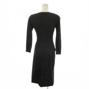JIL SANDER ワンピース カシミヤ 34 黒 ブラック Vネック 長袖 無地 切替 /MN7 ECC006