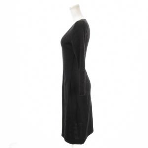 JIL SANDER ワンピース カシミヤ 34 黒 ブラック Vネック 長袖 無地 切替 /MN7 ECC006