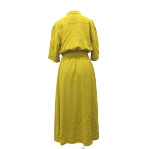 BEAUTY&YOUTH UNITED ARROWS フレアワンピース ロング丈 黄 イエロー ダブルブレスト Vネック 半袖 ベルト付き /YU ECC006