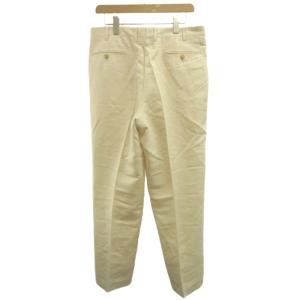 LANVIN ストレートパンツ スラックス 絹 シルク 麻 リネン 91-91 アイボリー ベージュ 無地 長ズボン