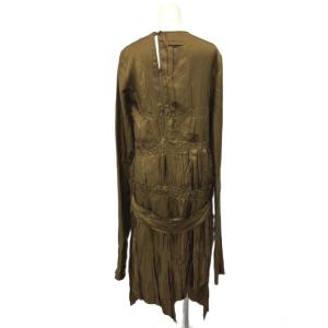 Jean Paul GAULTIER FEMME ロングワンピース アシンメトリーヘム 絹 シルク 40 茶 ブラウン 無地 長袖 /YU ECC006