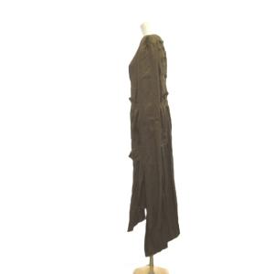 Jean Paul GAULTIER FEMME ロングワンピース アシンメトリーヘム 絹 シルク 40 茶 ブラウン 無地 長袖 /YU ECC006