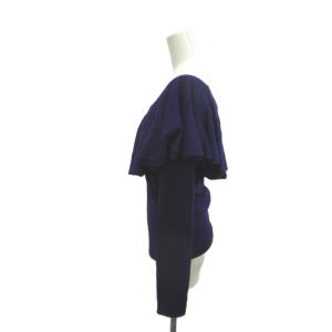 RALPH LAUREN ニット セーター 絹 シルク M 紫 パープル フリル 長袖 ラウンドネック /NP GY53
