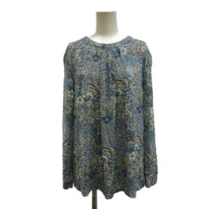 カットソー 13+ 青 ブルー 花柄 ラウンドネック 長袖 /KK GY53
