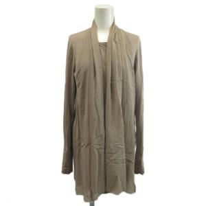 カーディガン カットソー 絹 シルク 38 茶色 ブラウン ドレープ 長袖 無地 /KK GY53