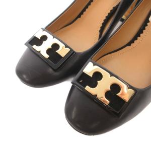 TORY BURCH パンプス プレート チャンキーヒール レザー 6.5 黒 ブラック /FF GY53