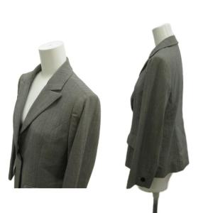 LANVIN スーツ セットアップ 上下2点セット テーラードジャケット スカート 40 グレー 長袖 テーラードカラー