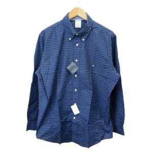 カジュアルシャツ トップス L 青 ブルー チェック柄 ボタンダウン 長袖 タグ付き /YU GY70