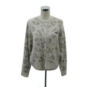 × PENNEYS ニットカーディガン ミドル丈 F グレー ヒョウ柄 レオパード柄 /SM23 GY70