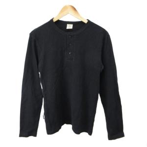 ヘンリーネック長袖Tシャツ M 黒 ブラック 無地 長袖 /SH GY70