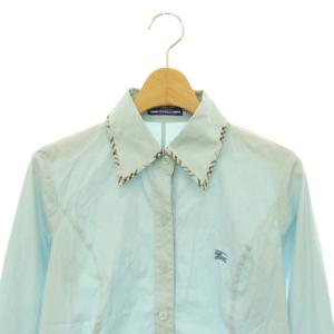 BURBERRY BLUE LABEL シャツ ブラウス 長袖 ノバチェック柄 38 スモークブルー マルチカラー /ES GY70