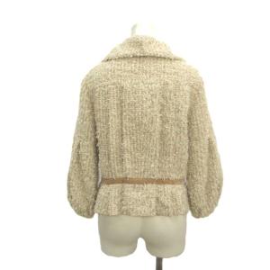 LANVIN ツイードジャケット 上着 40 ベージュ 白 ホワイト リボン 長袖 /YU GY70