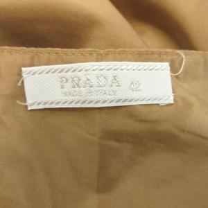 PRADA 中綿タイトスカート 絹 シルク混 42 ベージュ 茶 ブラウン 無地 膝丈 ミディ丈 ボトムス /YU