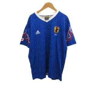 サッカー 日本代表 ユニフォーム 炎 XO 青 ブルー Vネック 半袖 総柄 /KK ECA007