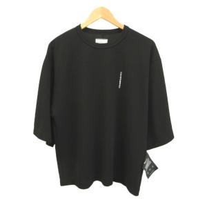Tシャツ カットソー 黒 ブラック ラウンドネック 刺繍 半袖 トップス /YU GY70
