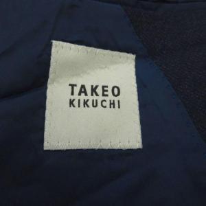 TAKEO KIKUCHI テーラードジャケット 絹 シルク 3 紺 ネイビー 無地 長袖 2つボタン /SH GY75