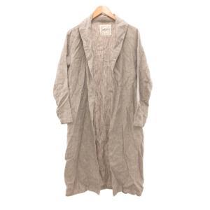 Antiquitos ガウンコート ロング ショールカラー 麻 リネン グレー /JS GY75
