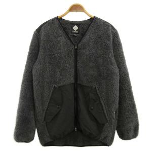 ボアジャケット 上着 ブルゾン XL グレー ジップアップ 長袖 切り替えデザイン /PP ECC007