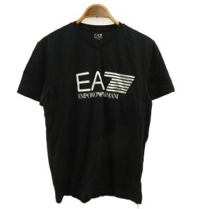 EA7 Tシャツ S 黒 ブラック Vネック ロゴプリント 半袖 /3ZPT61PJ02Z  NP ECC007