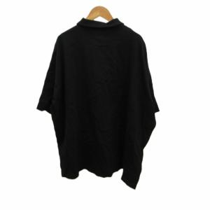 JOURNAL STANDARD LUXE 半袖ポロシャツ  カットソー  黒 ブラック 無地 半袖 変形裾 /SH ECC007