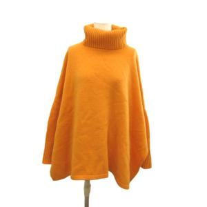 ニット セーター トップス 38 オレンジ タートルネック 長袖 無地 ウール カシミヤ混 /CR ECB007