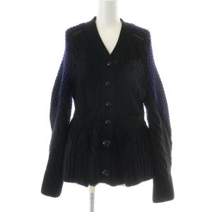 2015 ニットカーディガン ケーブル編み バイカラー 2 ブラック ネイビー 15-0236