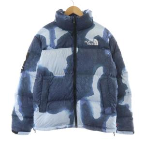 ND521001 Bleached Denim Print Nuptse Jacket S 青