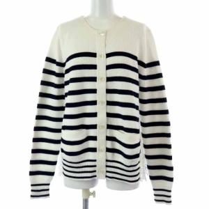 16年製 カーディガン 長袖 ボーダー レース 2 ホワイト ネイビー