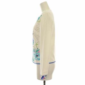 LEONARD FASHION キルティングジャケット ニット切替 花柄 36 白