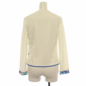 LEONARD FASHION キルティングジャケット ニット切替 花柄 36 白