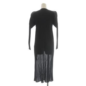 PLEATS PLEASE ISSEY MIYAKE イッセイミヤケ カーディガン ロング丈 プリーツ 長袖 変形 2 M ブラック