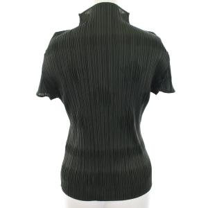 PLEATS PLEASE ISSEY MIYAKE イッセイミヤケ スターエンボス カットソー Tシャツ 半袖 プリーツ プルオーバー ハイネック 3 L 緑 グリーン