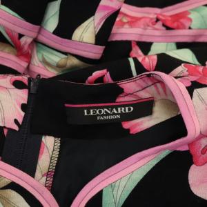 LEONARD FASHION 近年モデル フローラルプリントワンピース カンカン素材 34 黒
