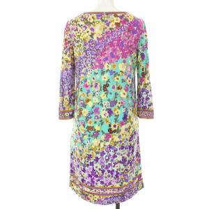 LEONARD FASHION ワンピース ひざ丈 花柄 総柄 七分袖 34 マルチカラー