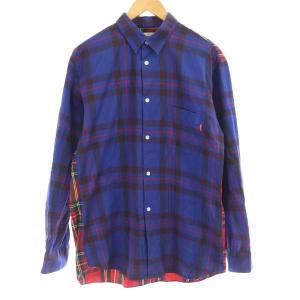 Supreme コムデギャルソンシャツ チェックシャツ M 青 赤