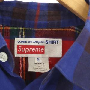 Supreme コムデギャルソンシャツ チェックシャツ M 青 赤