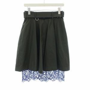 sacai 13AW 異素材切替レーススカート ドッキングデザインスカート フレア 切替 レース 花柄 ウール