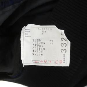 sacai ワンピース ひざ丈 長袖 ニット タートルネック プルオーバー レース ウール 3 L ブラック ネイビー