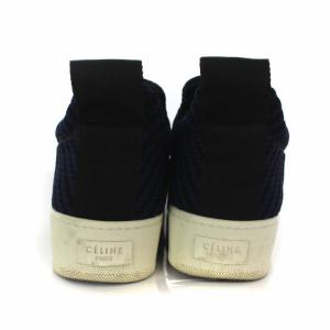 CELINE フィービー期 厚底 千鳥柄 スリッポン 38 ネイビー