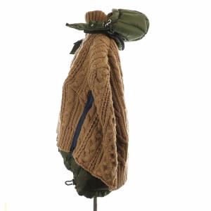 sacai 19-04774 19AW ダウンニットポンチョ 1 カーキ ブラウン