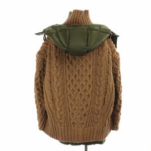 sacai 19-04774 19AW ダウンニットポンチョ 1 カーキ ブラウン