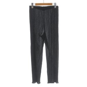 21SS シアーパンツ プリーツ ストレート ブラック