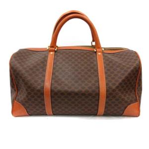 CELINE ボストンバッグ マカダム柄 PVCレザー 茶