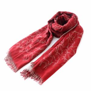 ストール ホース カシミヤ シルク混 総柄 赤