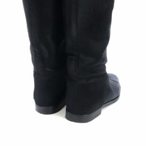 HERMES ケリー金具 ジョッキーブーツ ハラコ ロング 37 黒