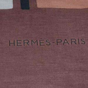 HERMES スカーフ ストール 大判 総柄 絹 シルク混 カシミヤ混 マルチカラー
